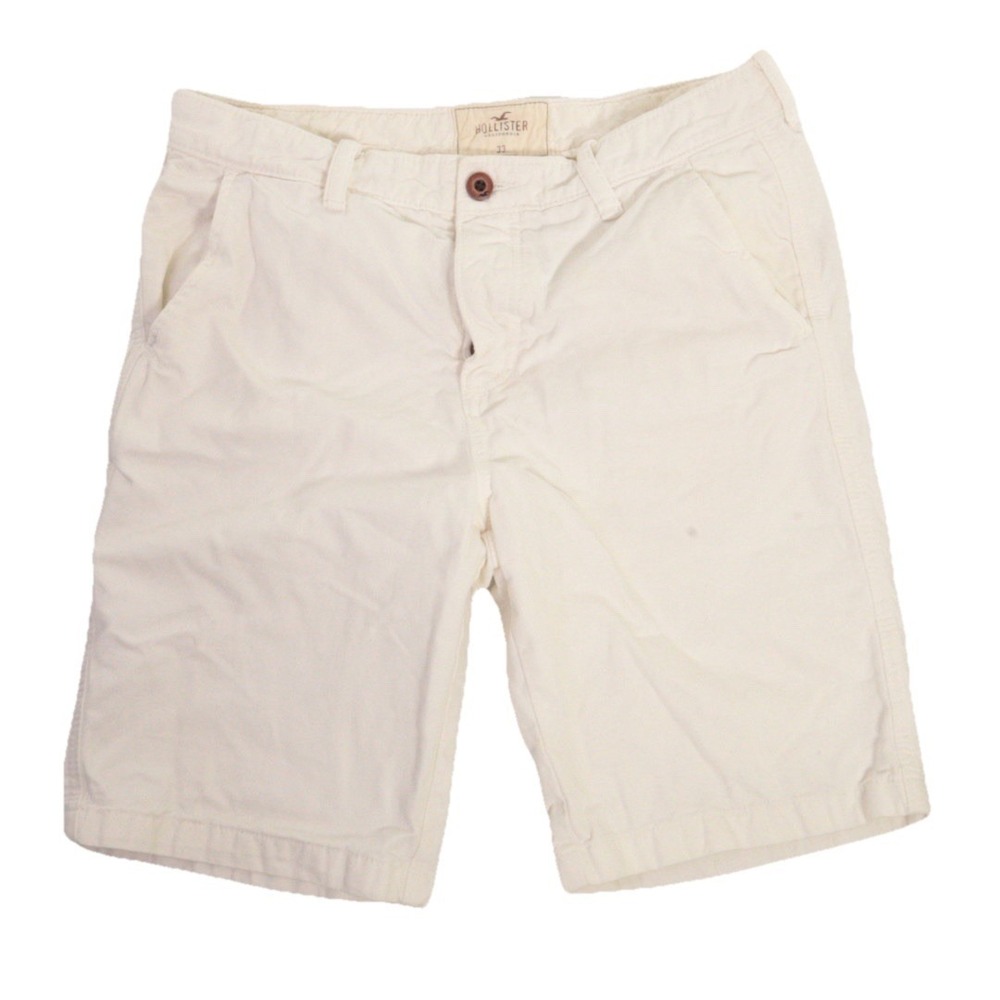 Vintage Hollister Shorts Mens 33 White Canvas Button Fly Chino Bermuda 9" Inseam